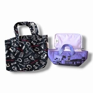 Trader Joes Mini Insulated Bag Lavender Spring & Black Red kitchen  Utensil Tote